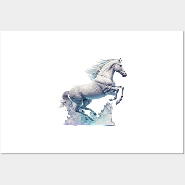 Elegant white horse Wall Art by Newtaste-Store